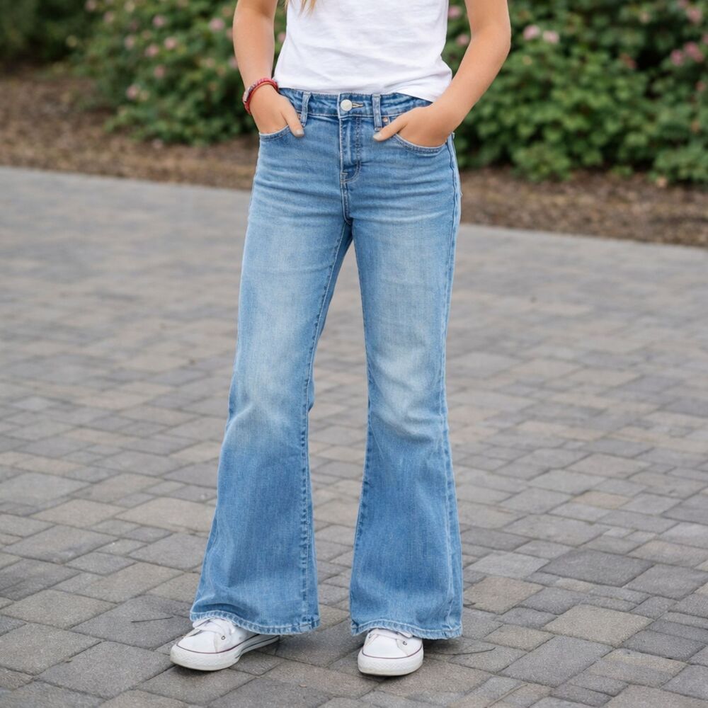 GAP 70's Flare High Rise Sz 18 Tween Girls Light Wash Stretch Jeans